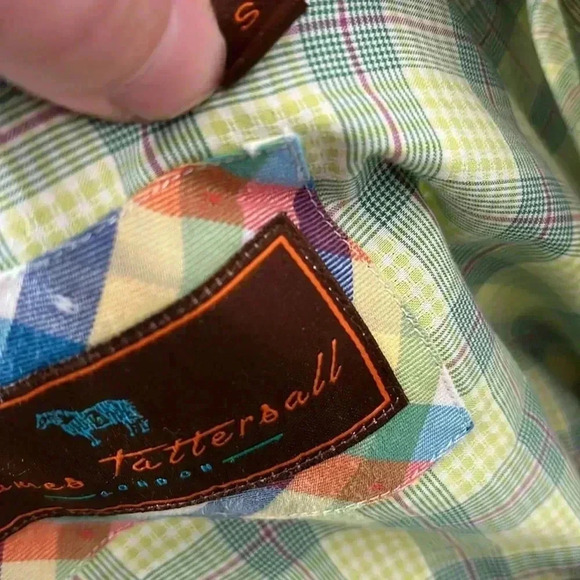 James Tattersall Plaid Green Yellow Shirt Size S - Picture 5 of 5